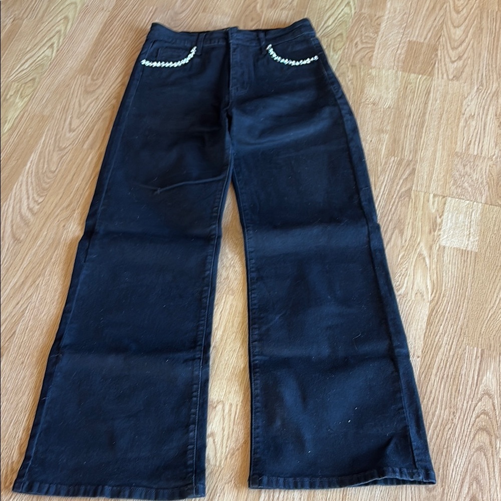Rodeo Quincy Black Jeans with rhinestone detailing on pockets